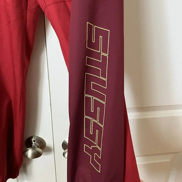 Stussy Alpine Red Track Pants Mens Size Small Streetwear Athletic - Picture 2 of 12